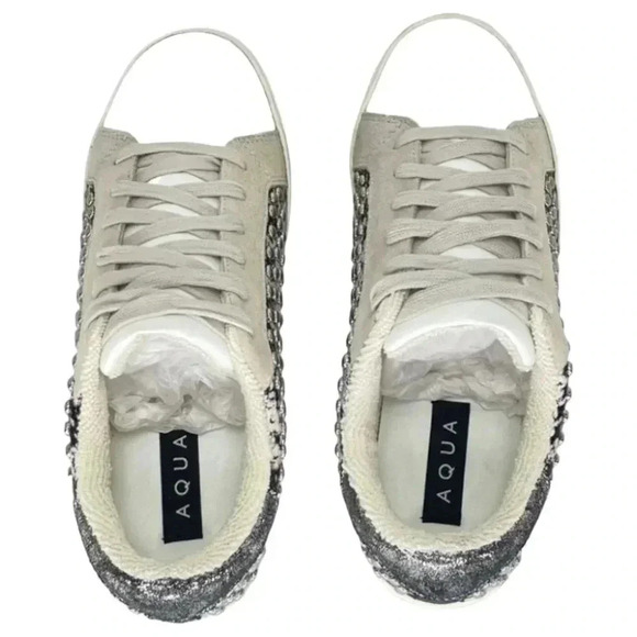 AQUA Womens Sneakers 6M Tess Grey Snake Print Leather Silver Studded - Picture 8 of 16